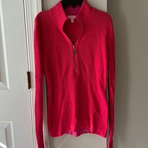 Lilly Pulitzer, Size XS, Pink Waffle Knit Quarter Zip